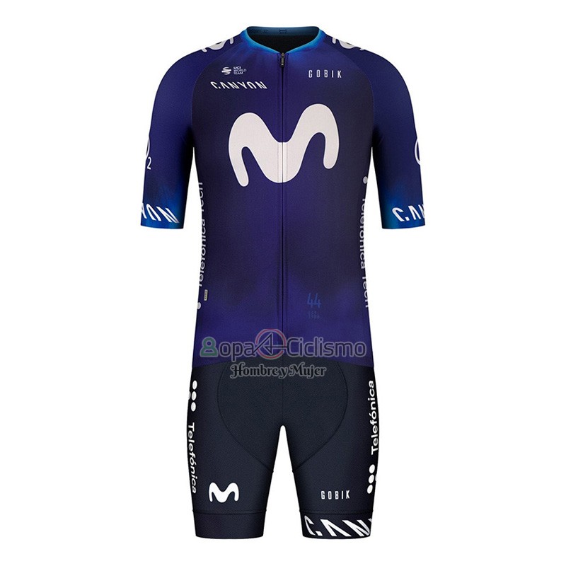 Movistar Ropa Ciclismo Culotte Corto 2023 Mangas Cortas Negro Violeta